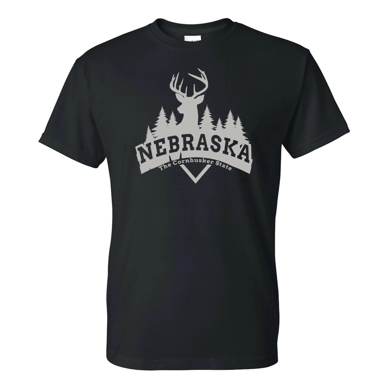 Nebraska Deer Arch - Hometown State Pride T Shirt - Black XL