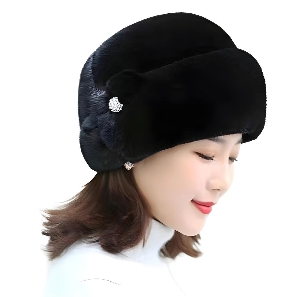 New mother hat women's winter imitation mink hair top hat fashion leather thermal hat middle-aged and elderly fur headhat trend