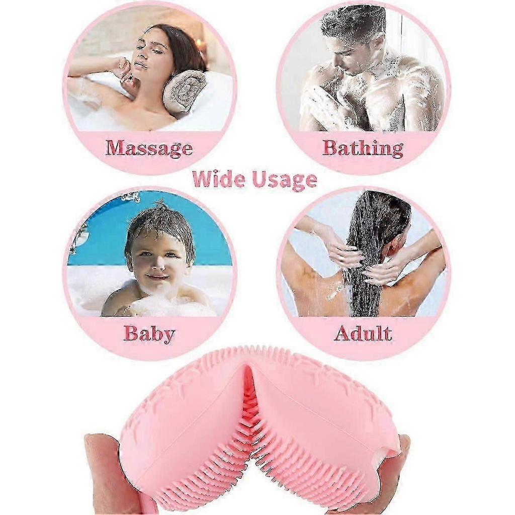 3 Pack Double Sided Silicone Body Scrubber Bath Brush for Deep Cleansing, Exfoliating, Super Soft Si