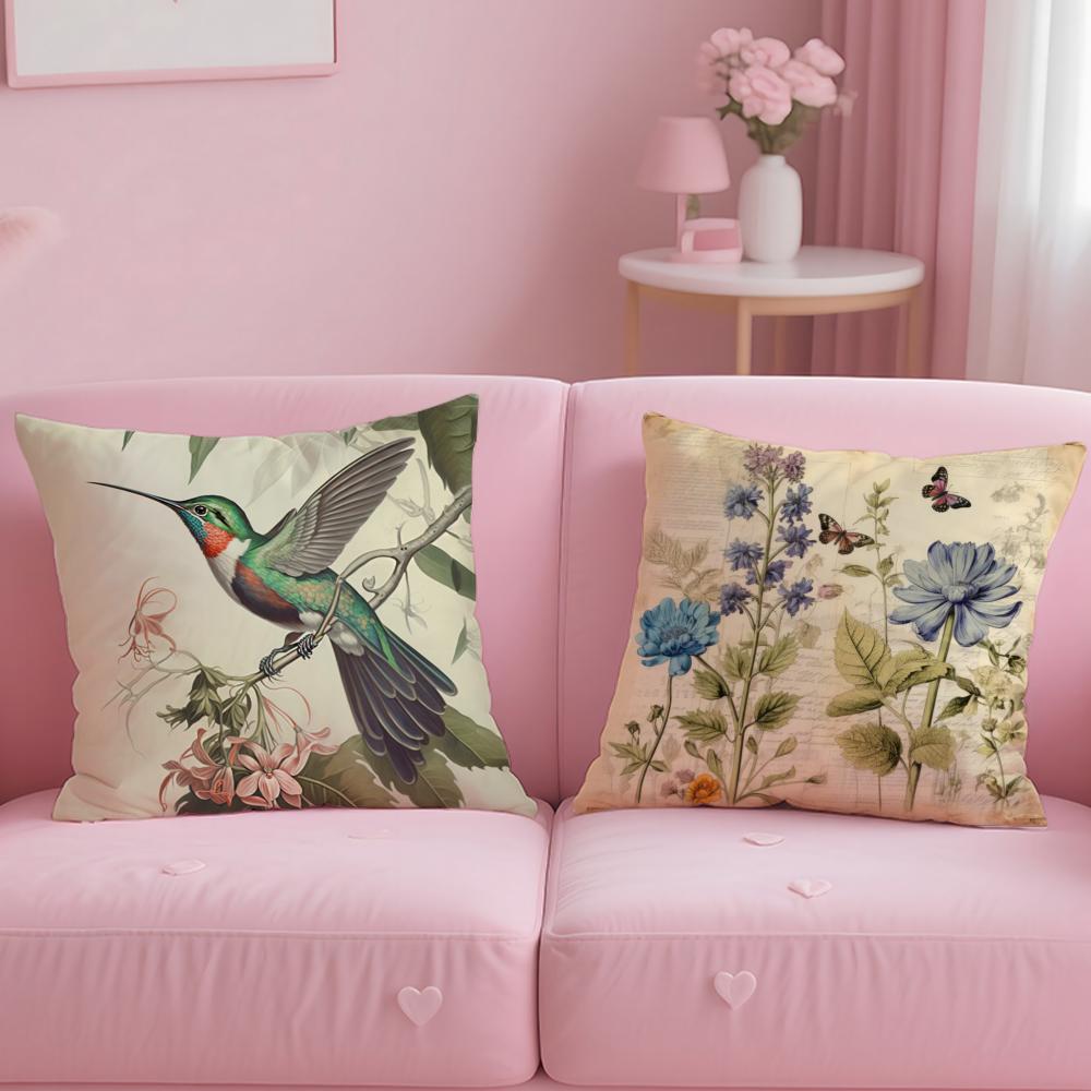 Vintage Floral Pillow Case Soft Plush Fabric DoubleSided Printed Cushion Cover Warm Winter Sofa Pillow Case