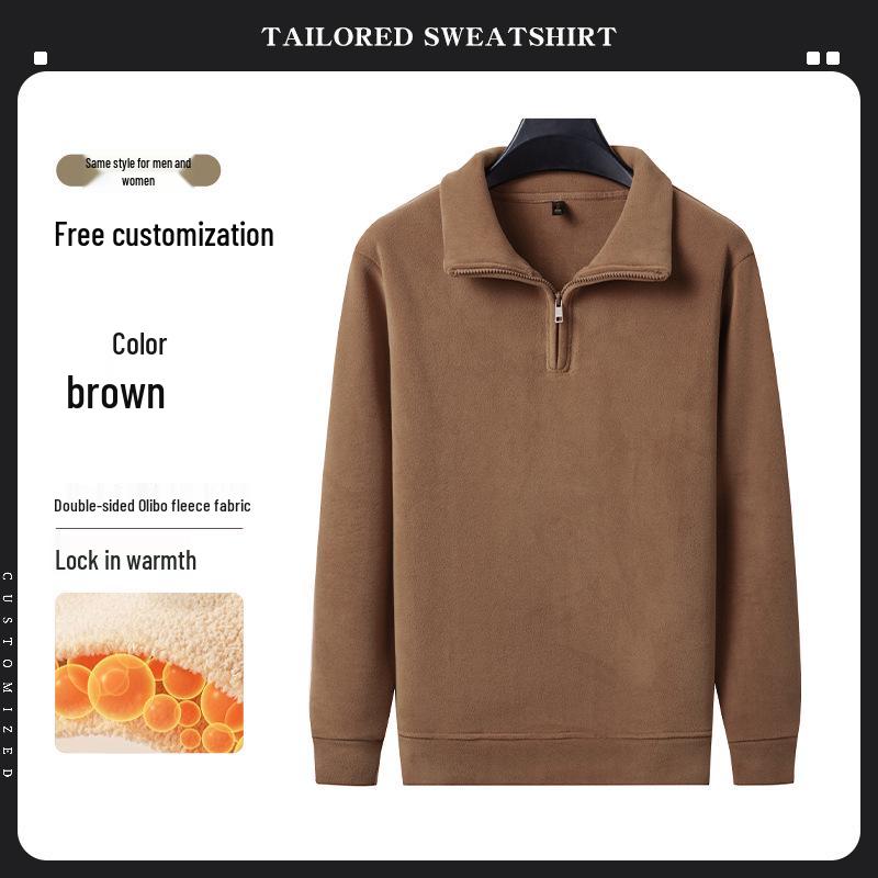 Premium Merino Wool Hooded Sweatshirt with Custom Logo - Autumn/Winter Double-Sided Fleece Jacket