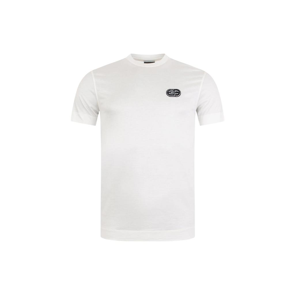 Emporio Armani SS23 Logo Stickerei Einfarbige Rundhals Kurzarm T-Shirt Herren Oberteile Weiß 6K1T72-1JUVZ-101