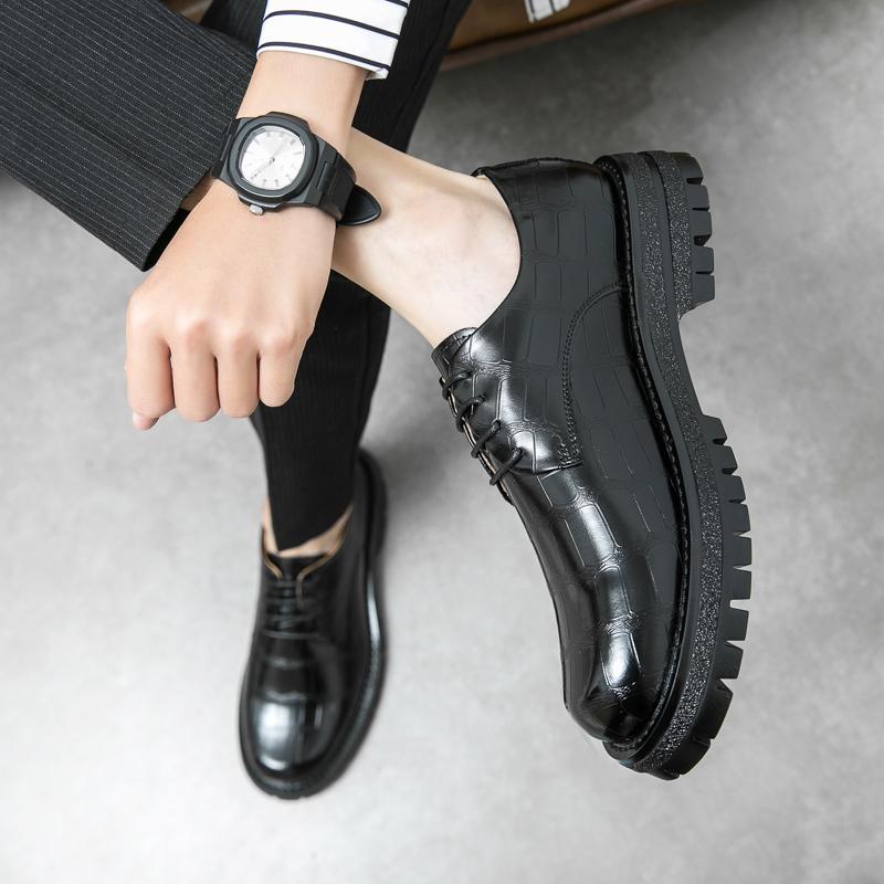 Fashion Spring Luxury Brand Designer Dress Shoes Men Shoes Thick Bottom Platform Casual Oxford Shoes Low Heel Lace-up Round Head Shoes
