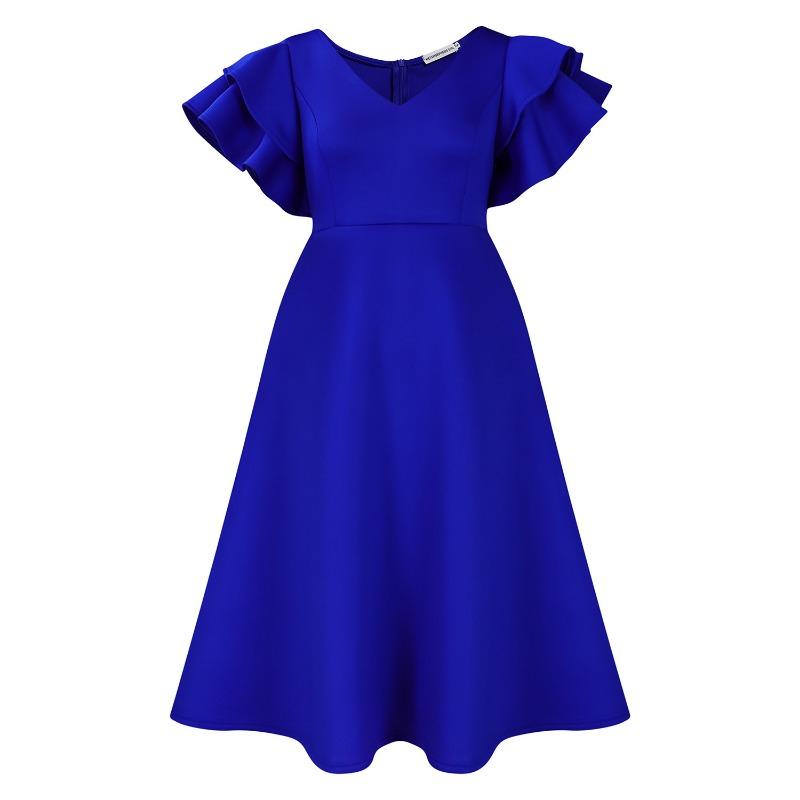 

Летняя новая юбка А-силуэта с высокой талией и оборками по краю подола, банкетное платье для вечеринки XXXL королевский синий