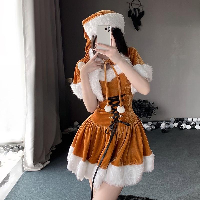 

Взрослые Женщины Рождество Санта Клаус Рождественское Красное Платье Новый Год Косплей Костюмы Наряд для Ролевых Игр One Size