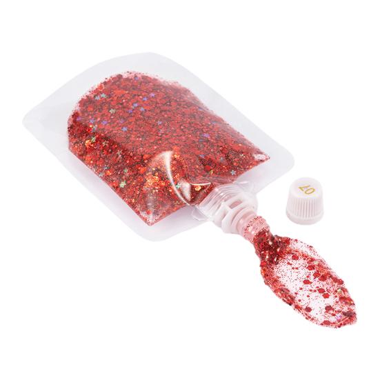 Augenglitzer, Haar, Gesicht, Lippe, Körperkunst, funkelnde Pailletten, glitzernder flüssiger Lidschatten