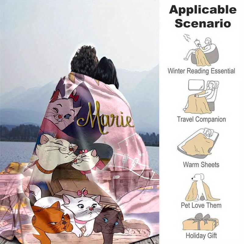 1pc. Cartoon Marie Cat Blanket, Seasonal Universal, Home Decoration, Throw Blankets, Cute Cat Print, Soft Flannel Throw Blanket, Versatile &