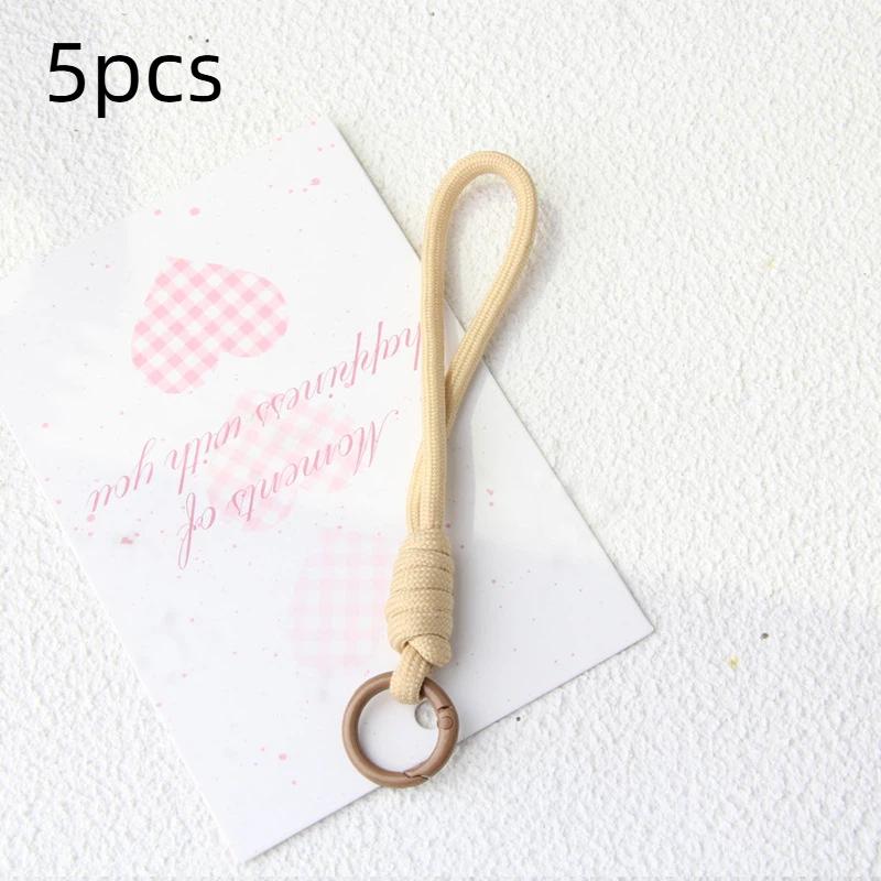 5 pièces/lot Porte-clés tressé coloré Lanière pour téléphone portable Corde à nœud anti-perte Sangle Porte-clés Hommes Femmes Accessoires Porte-clés de voiture