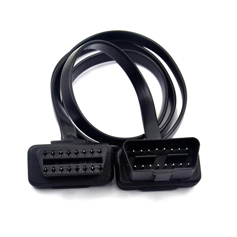 30/60/100CM Flat+Thin As Noodle 16 Pin Socket OBD OBDII 16Pin Car Scanner OBD2 Extension Cable Connector Car Diagnostic Tools