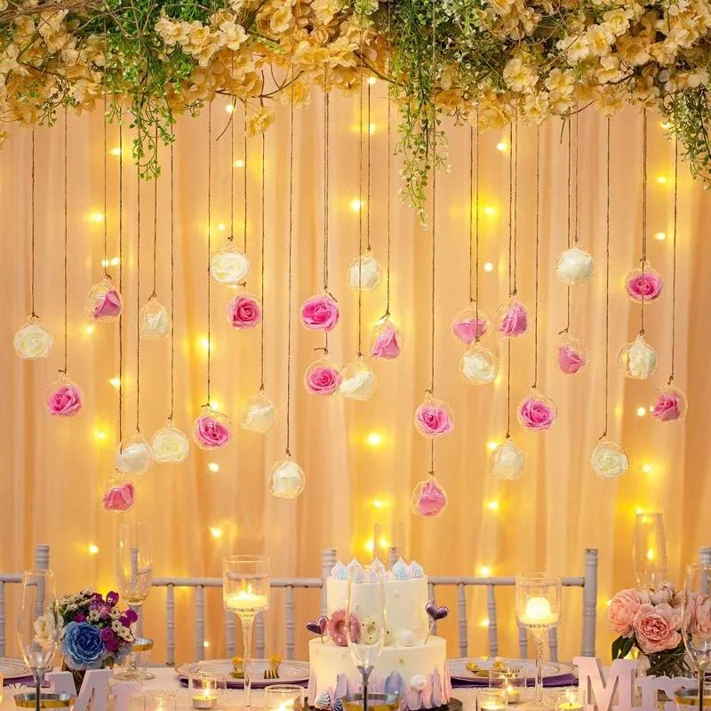 6/8cm Hanging Glass Tealight Holder Globe Glass Orbs Air Plants LED Candle Holders for Wedding Party Decor Indoor Outdoor Garden