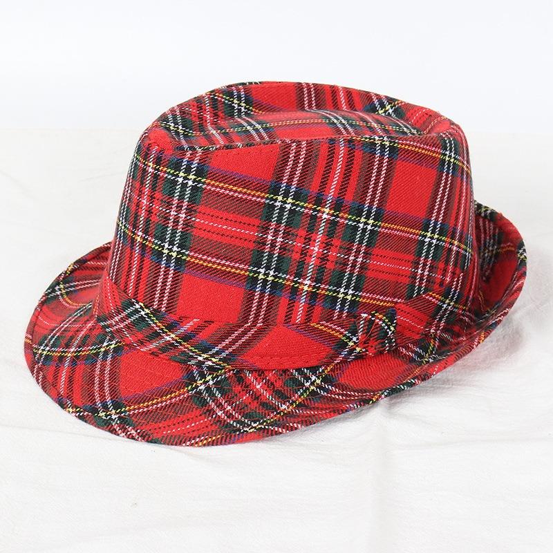 Jazz hat, linen solid color top hat, men's and women's crimped couple's sun hat