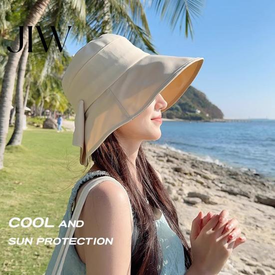 Packable Travel Hat with Bow 2 Pcs Women's Bowknot Bucket Hat, UV Protection Wide Anti Face Neck Brim Foldable Sun for Beach, Hiking, Camping, Outdoor