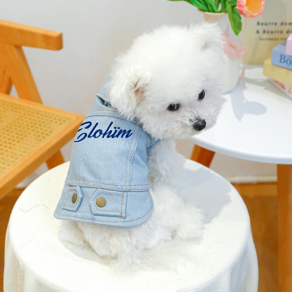 Personalized Custom Name Denim Pet Jacket, Cute Trendy Dog Cat Outfit, Unique Stylish Clothes for Puppies Kittens