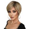 Synthetic Golden Brown Wig for Women Daily Party New Trend Natural Blond Wigs with Bangs Ombre Bob Heat Resistant Fiber