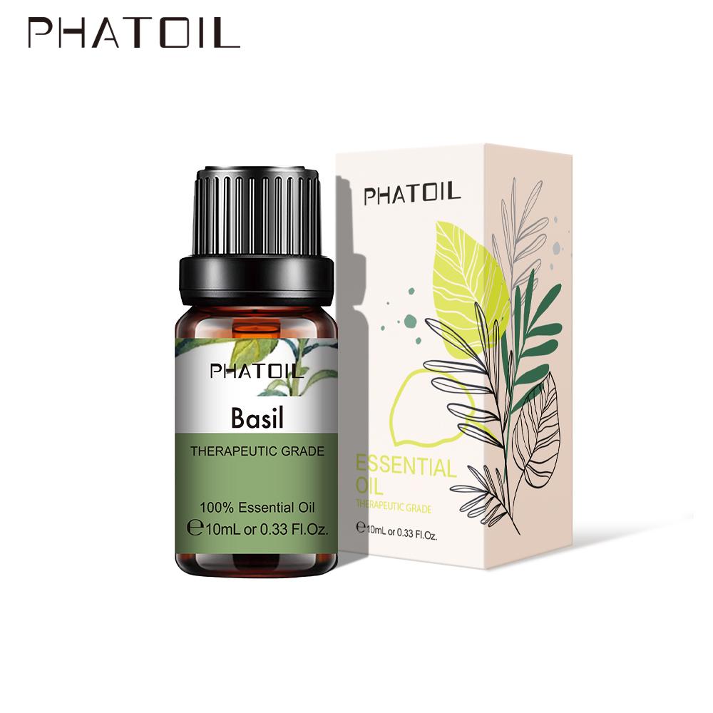 PHATOIL Basil Plant Essential Oil for Body Relieve Improve Attention Anti-aging of Face Air Fresh Diffuser 5ml/10ml/15ml/30ml/100ml Aroma Oil