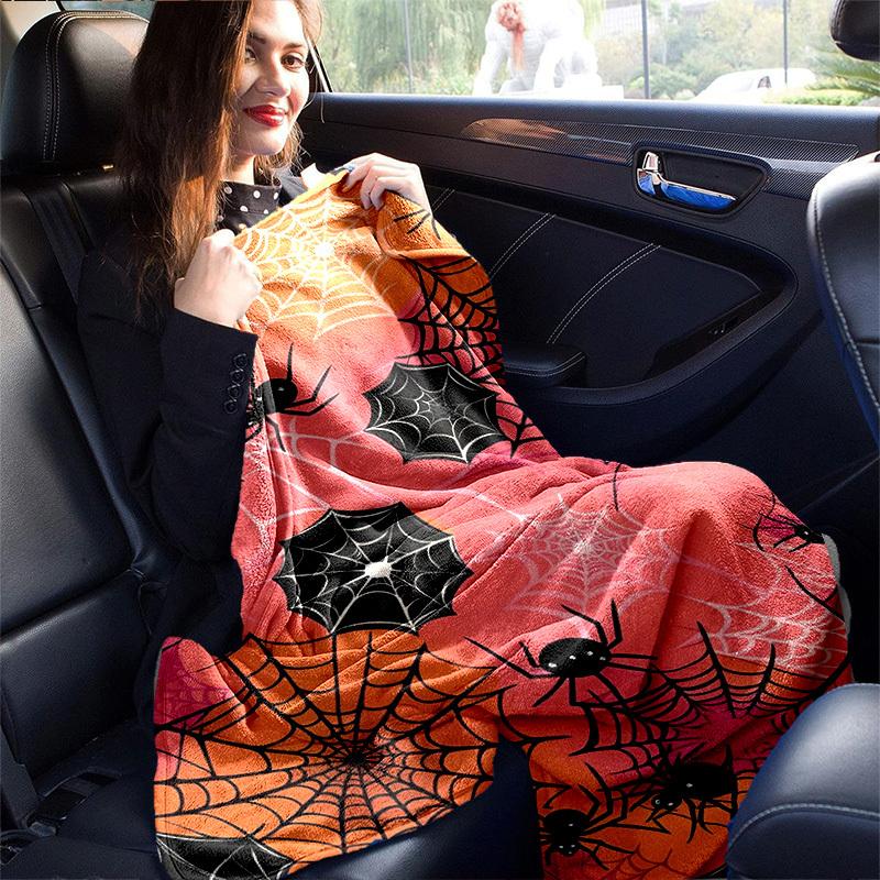1pc. Halloween Spider Web Pattern Blanket - Perfect for Home Decor, Office Use, Outdoor Activities, Gift Idea,