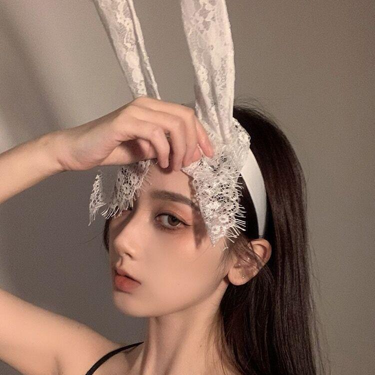 Korean Cute Lace Cat & Rabbit Ears Headband for Women - Cosplay & Face Wash Accessory
