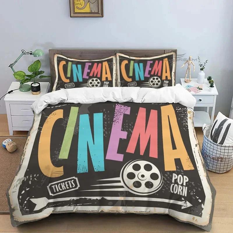 Movie Film Clap Board Patterns Comforter Bedding Set,Duvet Cover Bed Set Quilt Cover Pillowcase,King Queen Size Bedding Set