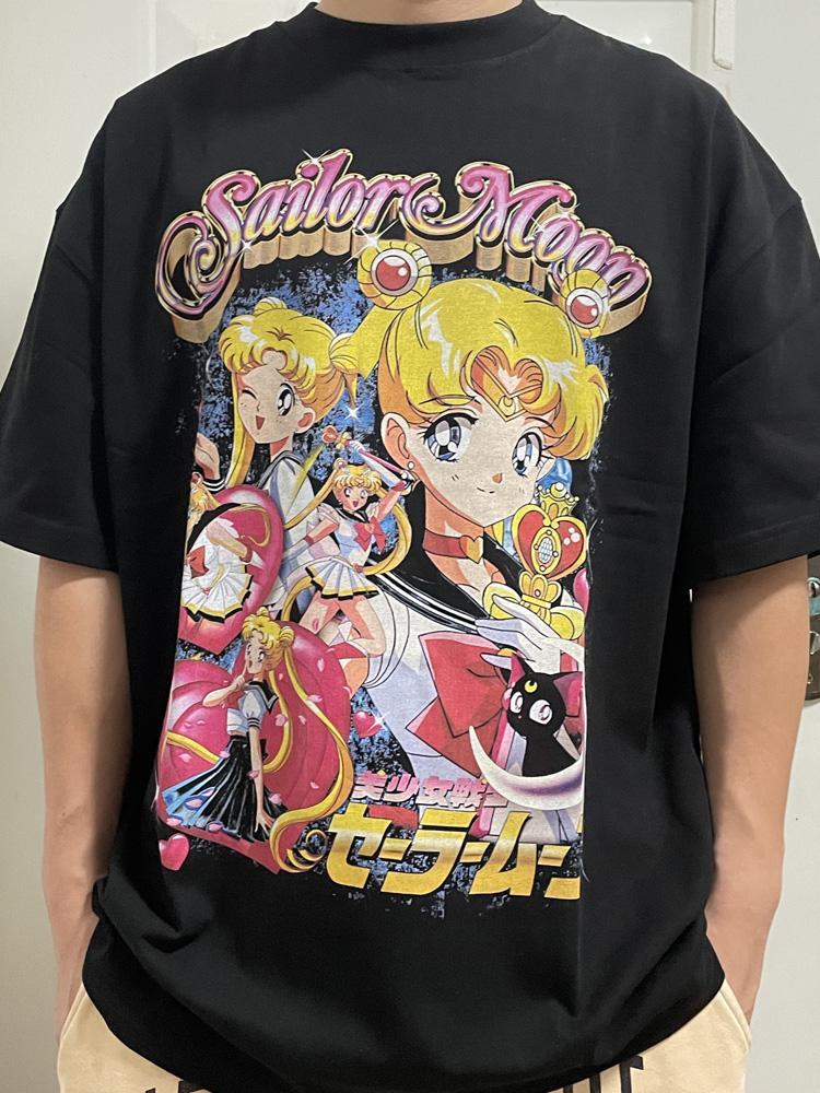 Sailor Moon Water Ice Moon T-Shirt, Vintage Anime Vintage American Style Short Sleeve Hip Hop Street