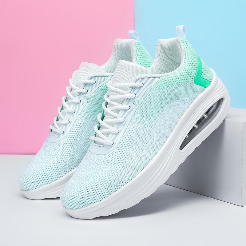 

Кроссовки женские 2025 весна-лето мамочки на воздушной подушке толстая подошва усиливающая сетка дышащая дорожная спортивная женская обувь 35 зелёный