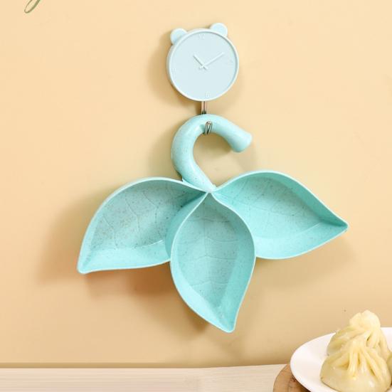 2Pcs Dipping Dish 3 Compartments Leaf Shape Food Grade Salad Dressing Anise Chili Powder Seasoning Sauce