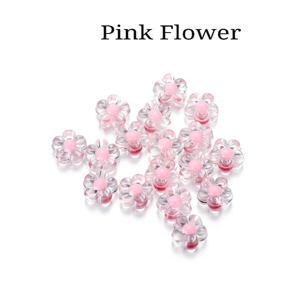 20Pcs/Pack Acrylic Spaced Beads Candy Heart Flower Shape Beads Decoration For DIY Necklace Earrings Jewelry Making Supplies
