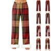 Women's Fashionable Casual Trousers, Plaid Print Trousers