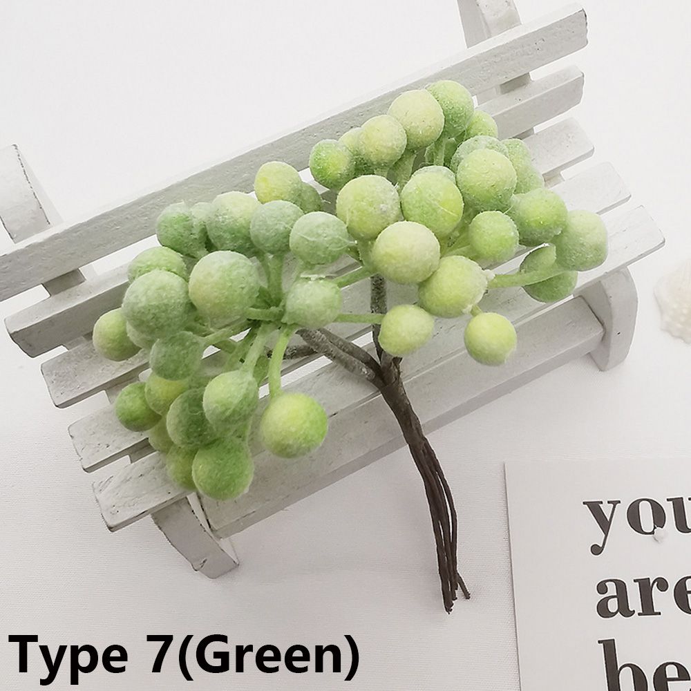 

6PCS/Bundle Wreath Xmas Ornament Christmas Simulation Plants Faux Grass Artificial Flowers Pine Type 7(green)