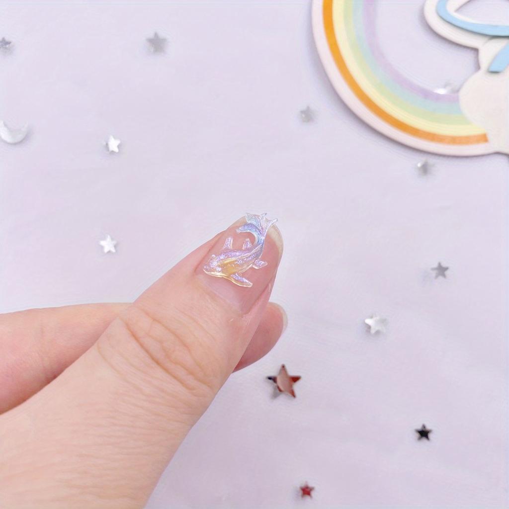 100 peças Resina Mini Glitter Colorido Gradiente Goldfish Art Nails Flatback Strass Apliques DIY Scrapbook Brinco Decoração Acessórios Artesanato
