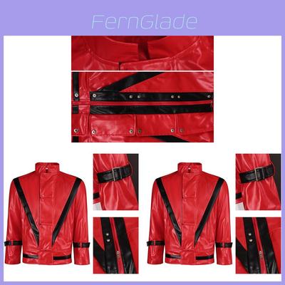 Michael Jackson Red Leather Jacket Cosplay Costume For Halloween Party Stage Performance