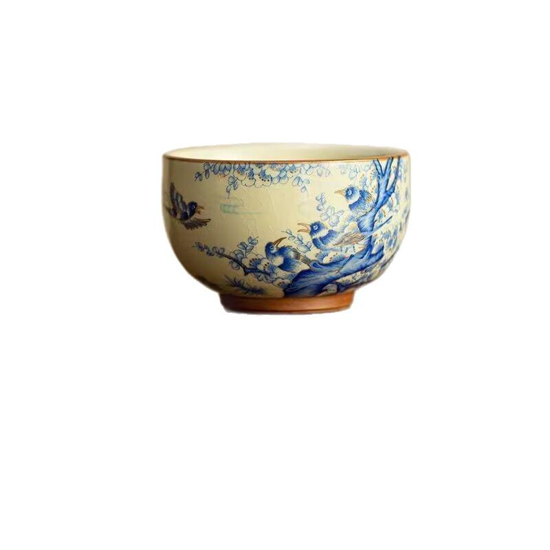 Imitation Song Ru Kiln Happy Eyebrows Zen Cup Ceramic Master Cup Household Kung Fu Tea Set Personal Tea Cup Tea Cup