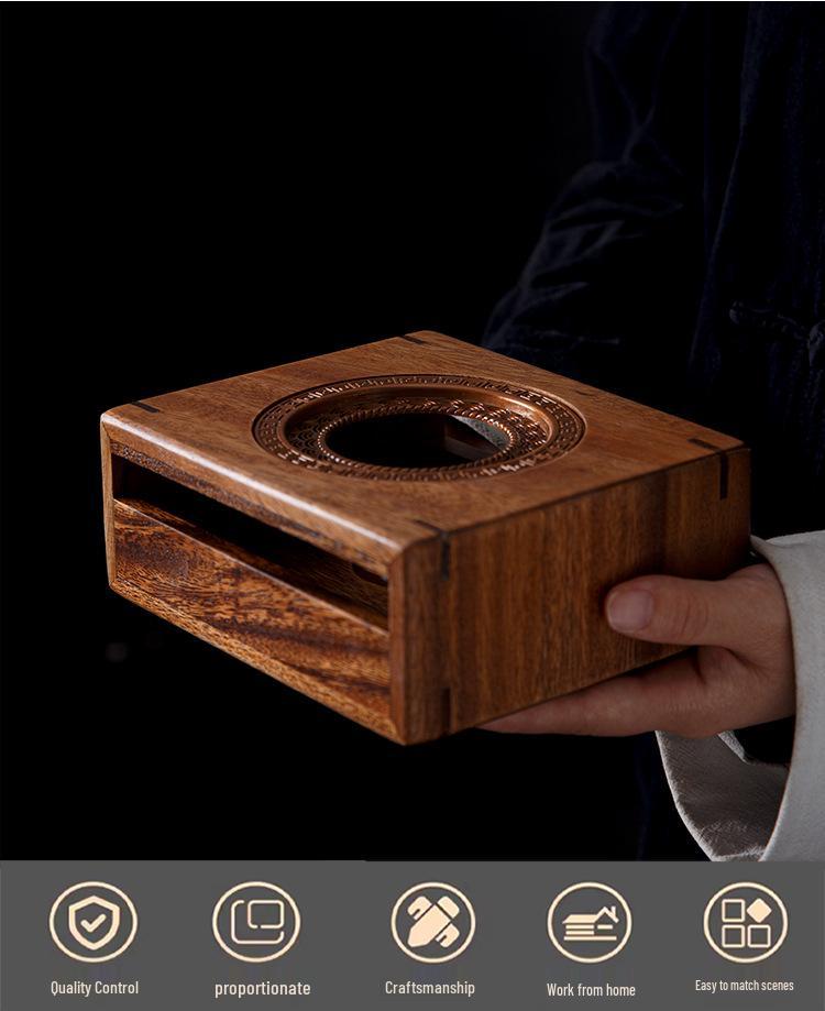 Walnut Wooden Teapot Warmer: Chinese Style Candle-Heated Tea Brewing Stove