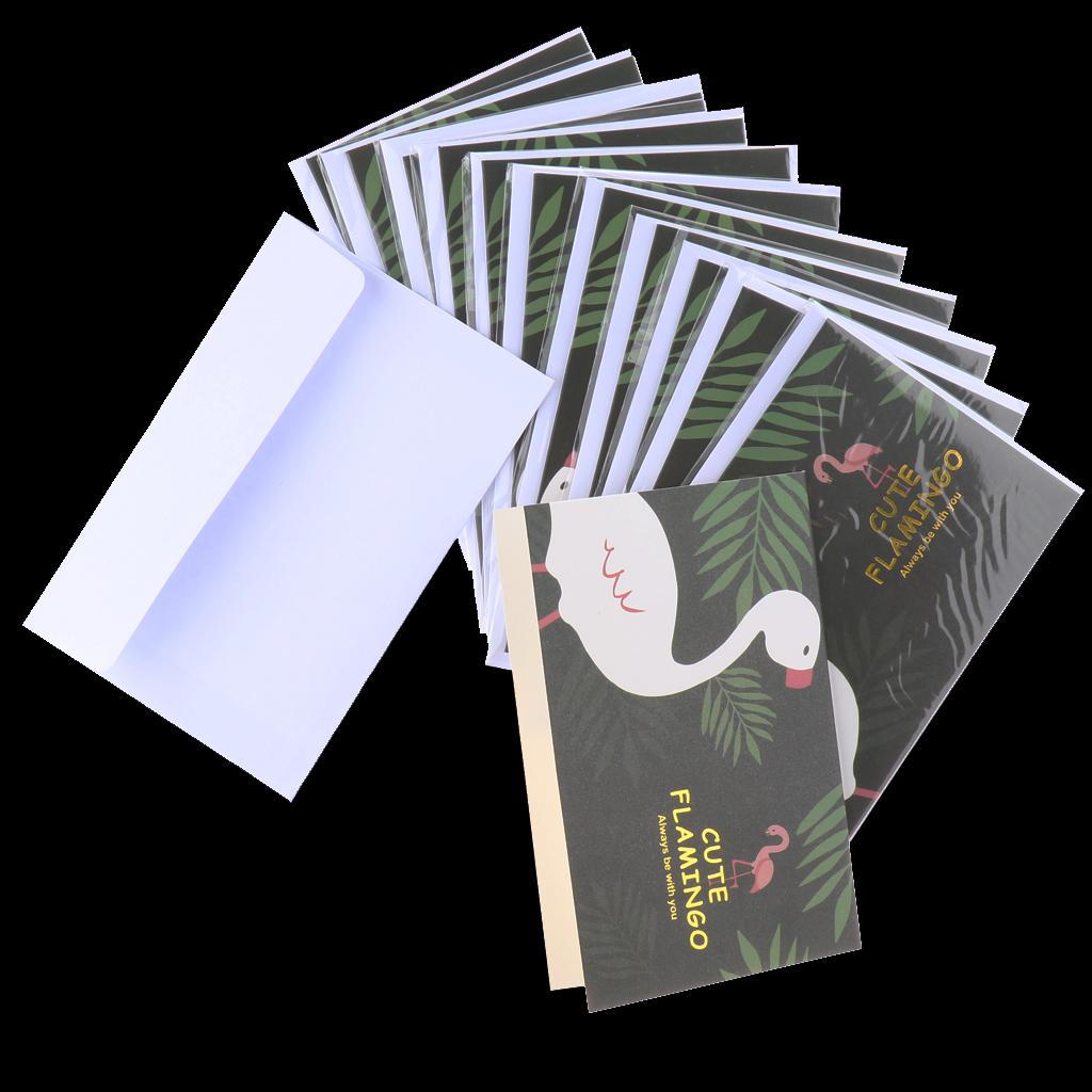 

12 Occasion Assorted Blank Vintage Note Cards Greeting Bulk Different Designs Envelopes cute flamingo