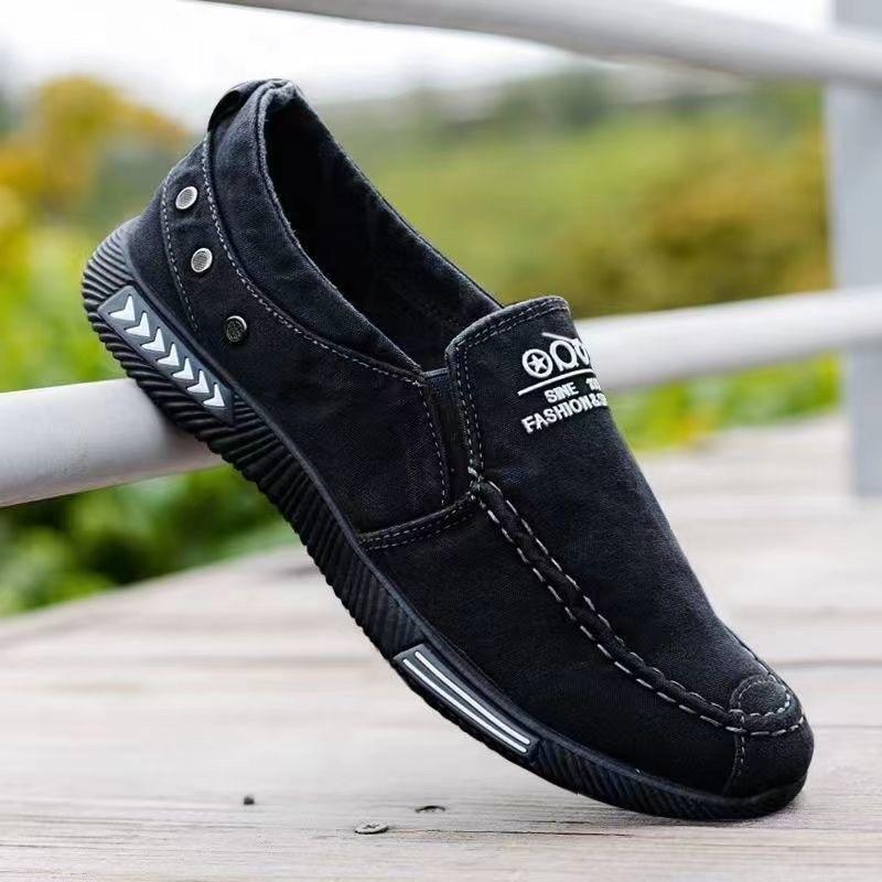

Men s Spring New Casual Canvas Shoes, Low Top Breathable Slip On Lazy Shoes, Soft Sole Work Shoes 39 чёрный