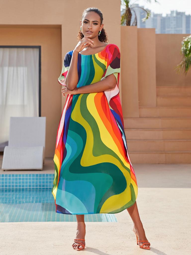 Elegant Plus Size Bikini Cover-Up: Sun Protection Loose Long Beach Dress