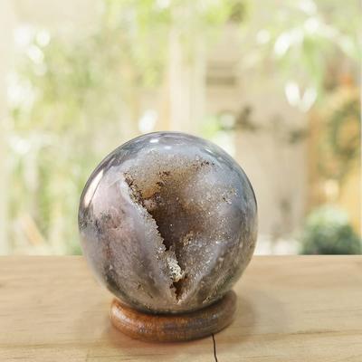 Mechová koule z achátu, koule z mechového achátu 50 mm, koule z mechového achátu Druzy, přírodní koule Druzy Geode, přibližně 200-250 Gm, zelená