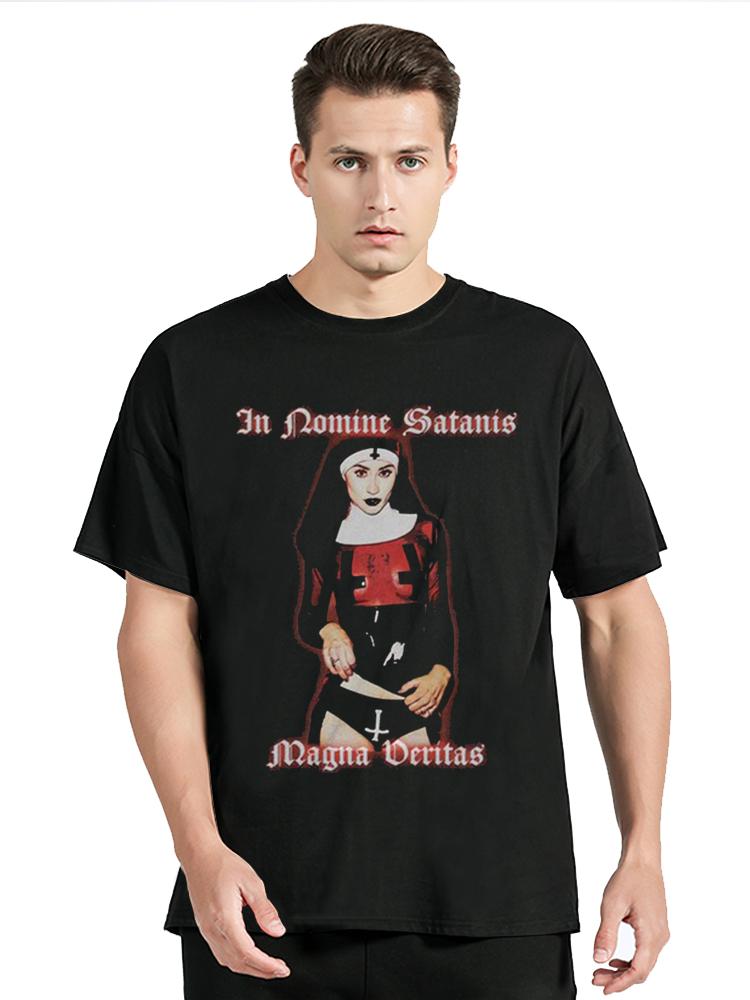 Horror Unholy Nun T-Shirt Unisex Plus Size O-Neck Tops Summer Casual Streetwear Tees Graphic Unisex Tshirt Cotton Fitness Clothes