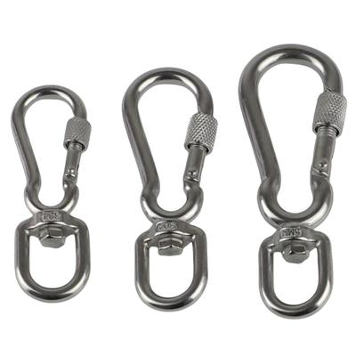 Stainless Steel Hook with Swivels for Dog Collar Carabiner with Swivels Joint Bolted Carabiner for Pet Leashes/Camping T