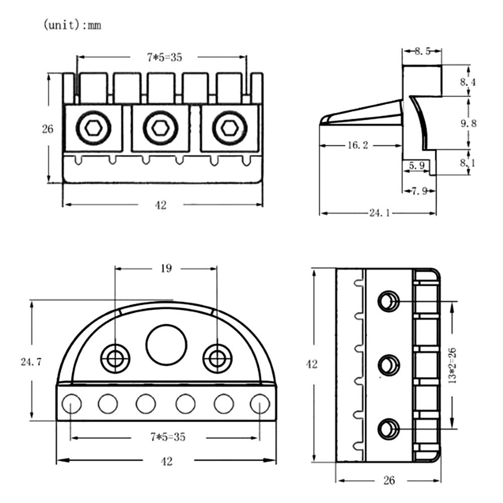 6 string Headless Electric Guitar String Locking Nut Set with 2 Wrench 2 Screw Black