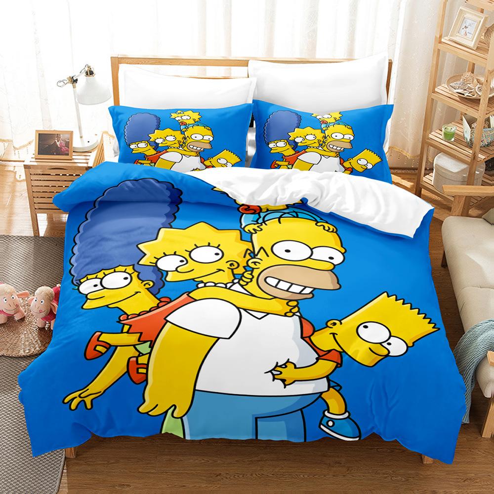 3D Digital Printing Simpson Three-Piece Bedding Set