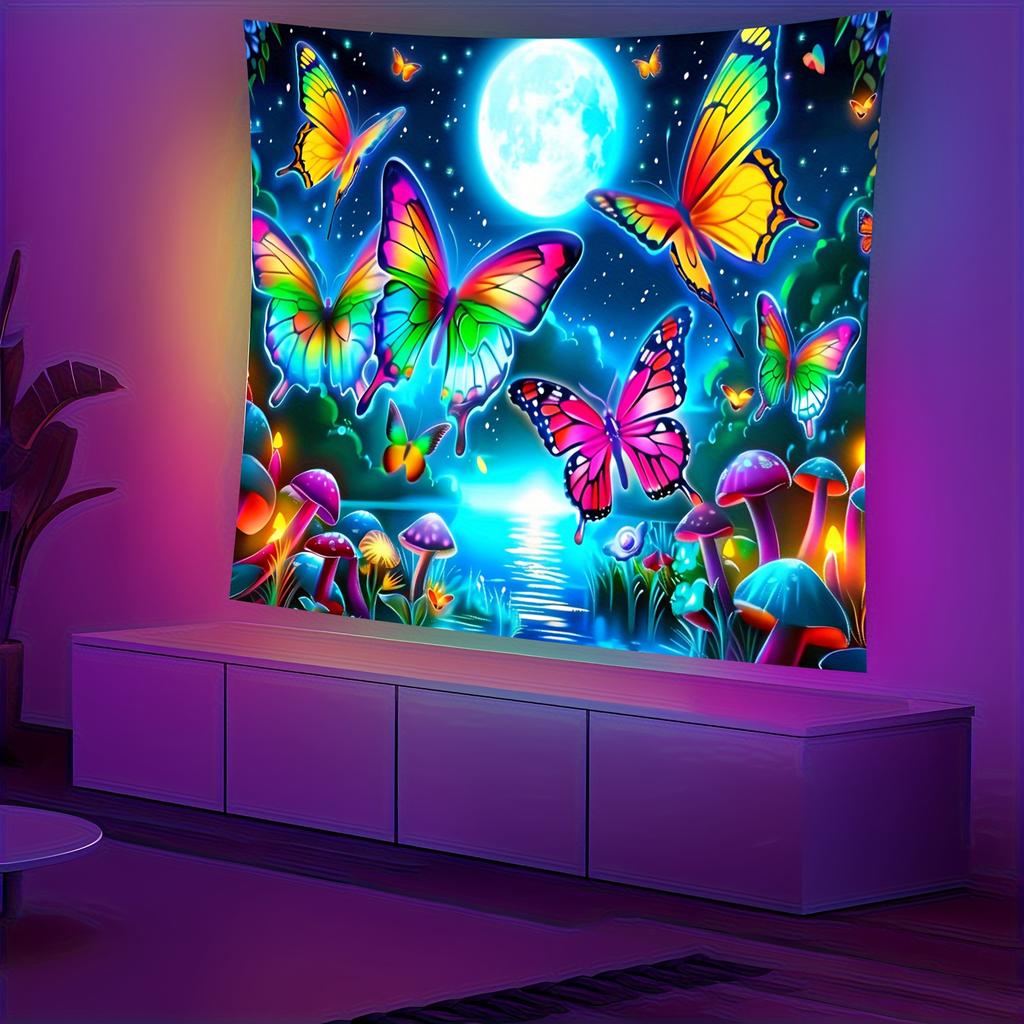 VIKAMA Gobelin Motyl Księżycowy Gradient Mgławicy Magiczny Motyw Bajkowy Pokój Dziecięcy Fantazja Wystrój Salonu