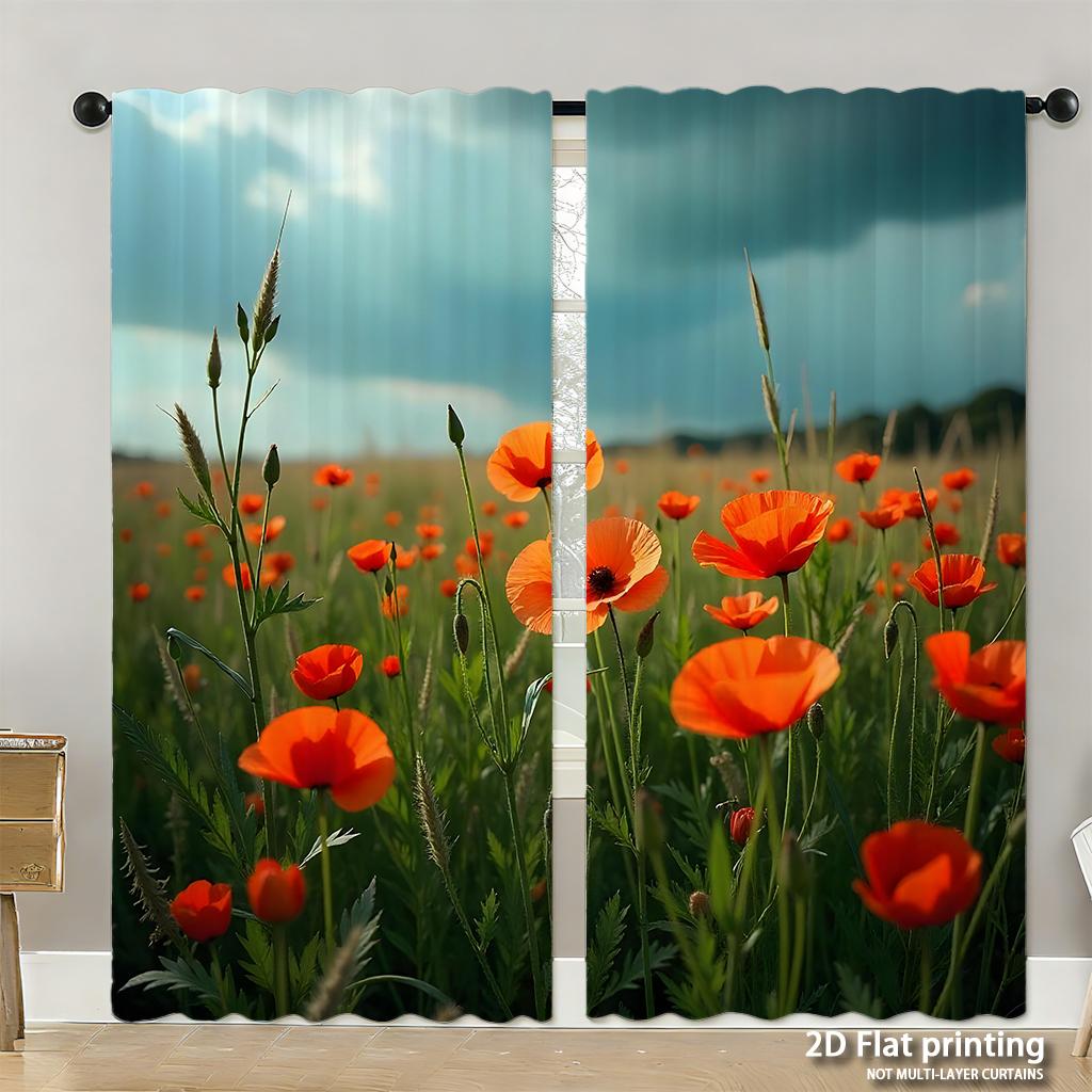 Piece Set High Definition Digital Printed Curtainsautumnpumpkinsorangewhiteleavesfallstylehome Decoration Style Curtain Made Of Polyester