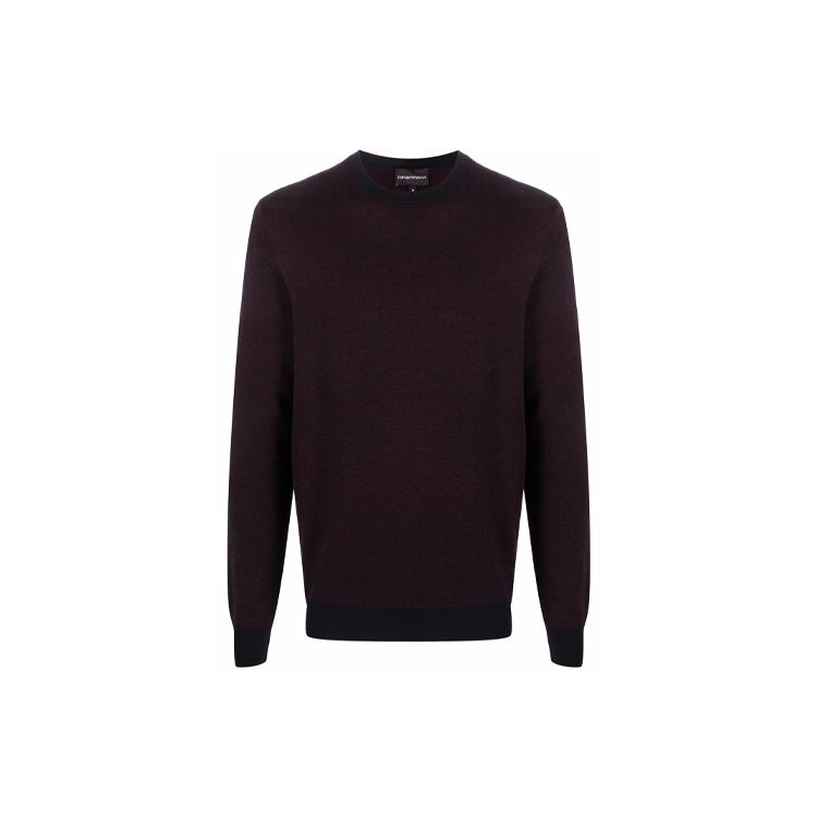 Emporio Armani Loose Fit Crew Neck Long Sleeve Ribbed Knit Sweater Men Sweater Dark-Brown 6K1MXP-1MQYZ-F980