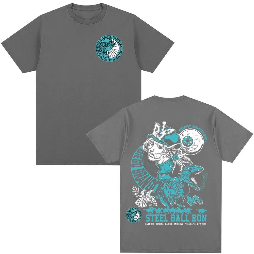 Anime Jojo Bizarre Adventure T-shirt STEEL BALL RUN Diego Brando Manga Graphic T-shirts Men Women Cotton Casual Tshirt