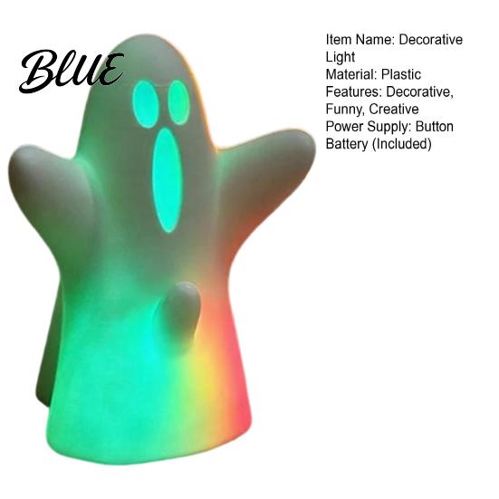 Cute Ghost Statue with Lights Halloween Decorative Light, Spooky LED Table Lamp Ornament, Funny Desktop Decoration Festive Night Light for Bedroom
