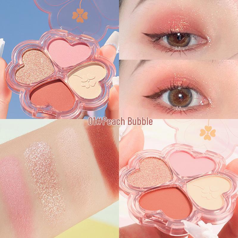 

Lucky Clover Four-Color Eyeshadow Palette - Shimmering Pearl & Matte Earth Tones for Daily Wear Default