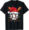 Baseball Santa Hat Christmas Lights Baseball Player T-Shirt Unisex T-Shirt