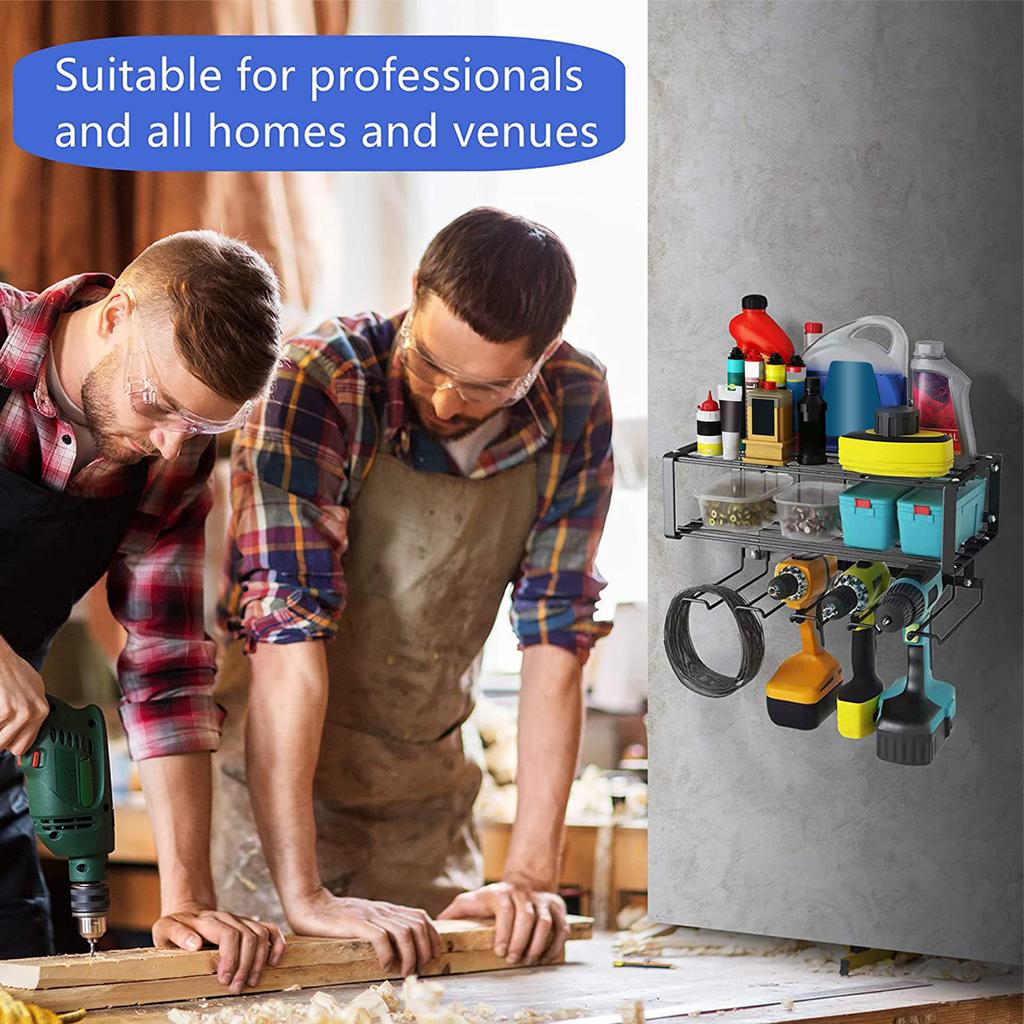Power Tool Rack Electric Drill Holder Wall Mount Organizer Wrench Tool Workshop Screwdriver Power Storage Shelf Accessories