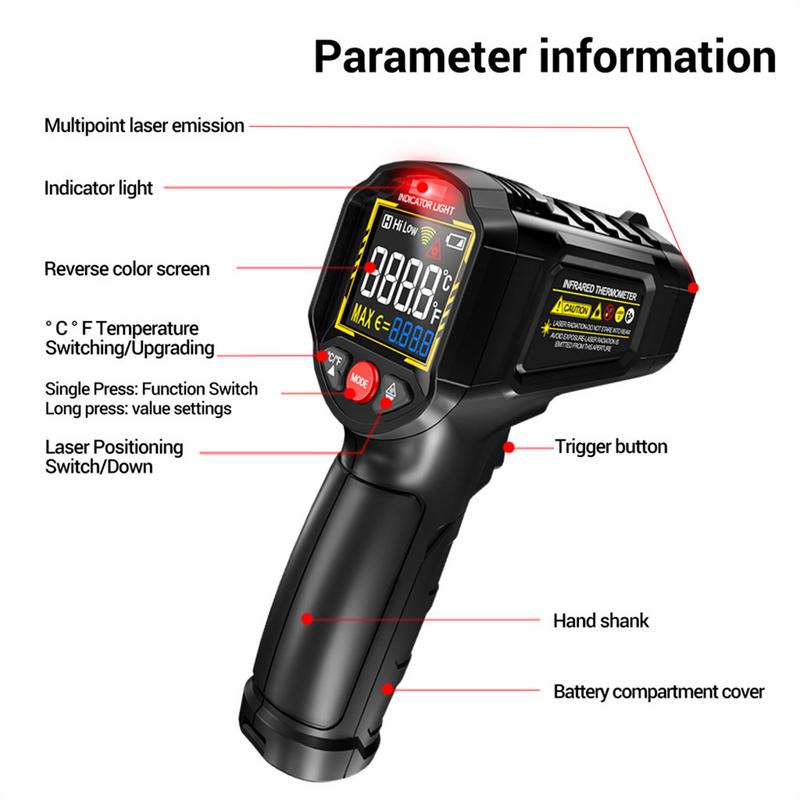 Kitchen Temperature Meter Surfaces Temp Reader No Touch Temperature Gauge Digital High Temp Gauge -50600 Degrees Precise