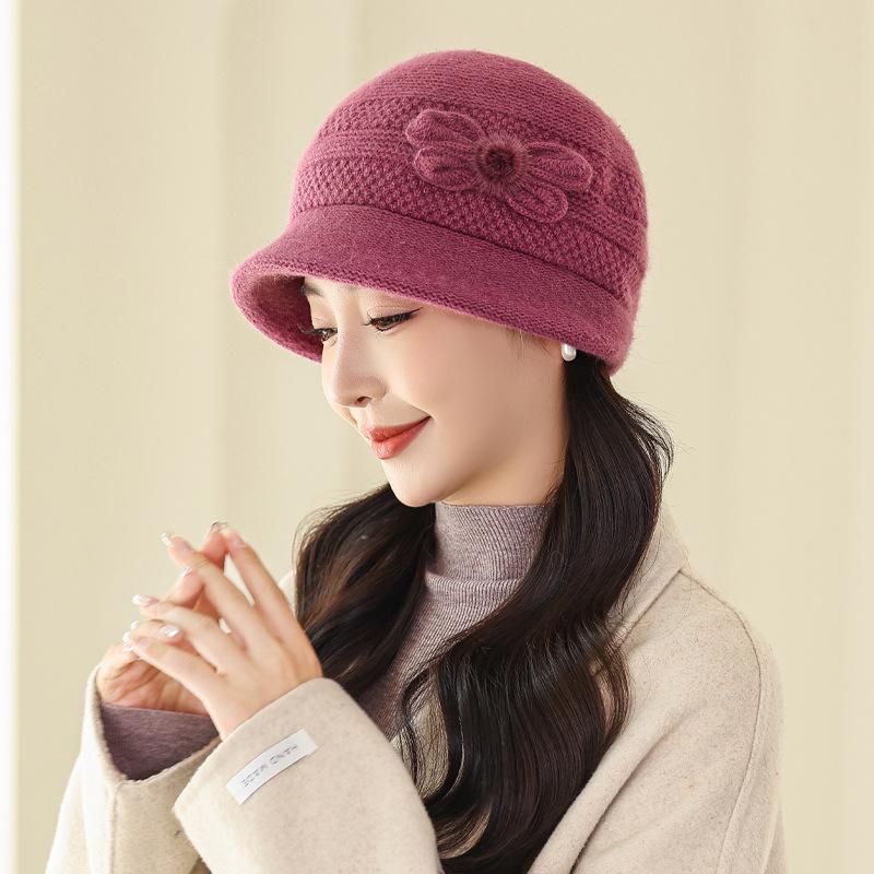 Hat Woman In The Elderly Hat Mother Rabbit Fur Wool Hat Fleece Cold Grandma Old Lady Knitted Hat Thick